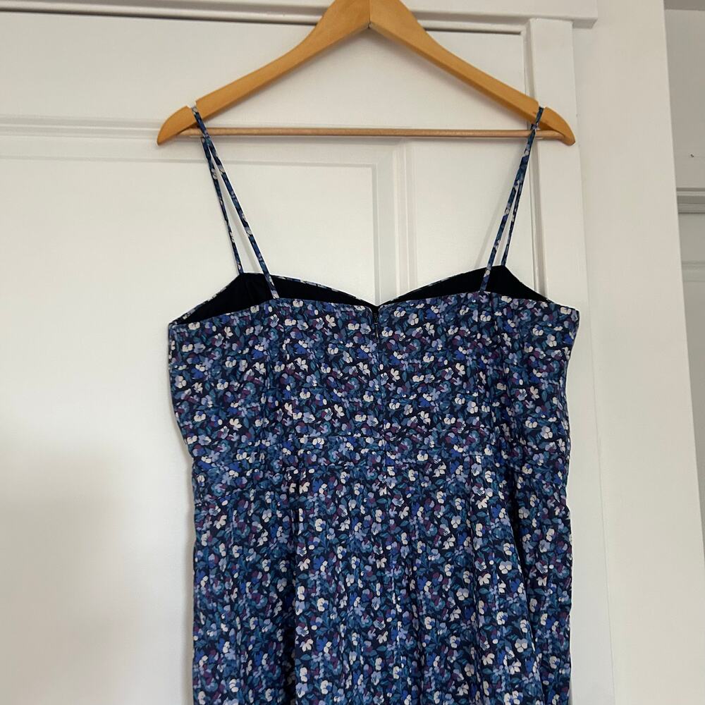 J. Crew Liberty Dress Midi Women’s 12 Blue Dark Romantic Resortwear Preppy Chic - Picture 9 of 10